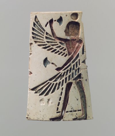 Champlevé furniture or cosmetic box plaque with a winged youth, c. 700 BC by Neo Assyrian